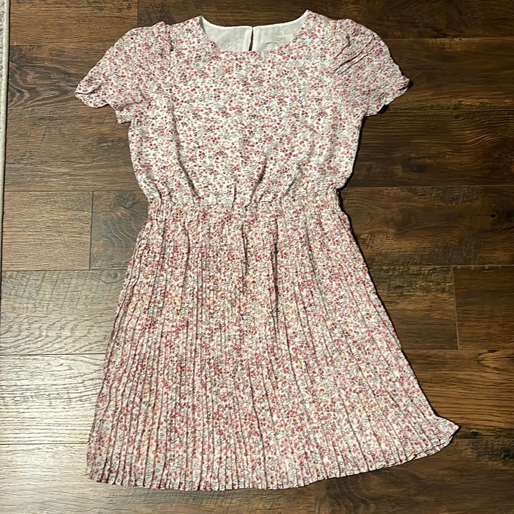 LOFT Pink and White Floral Dress